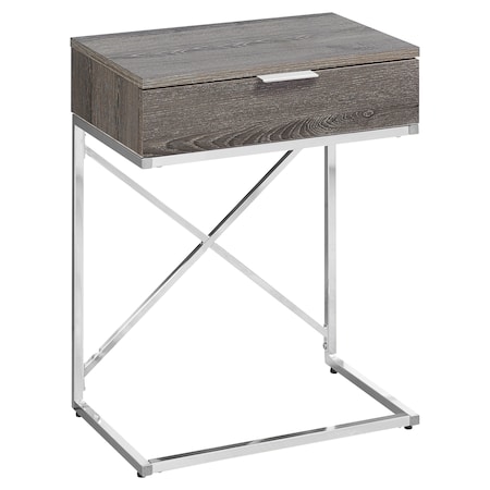 Monarch Specialties Accent Table - 24"H / Dark Taupe / Chrome Metal I 3475